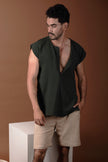 V-neck striped T-shirt